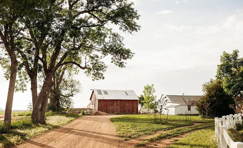 Featured Image - driveway with red barn and white farm house
