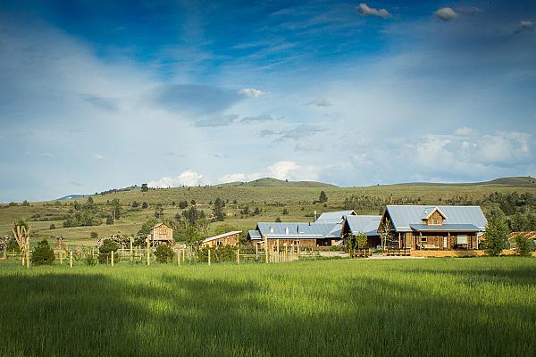 houses and barn structures in landscape