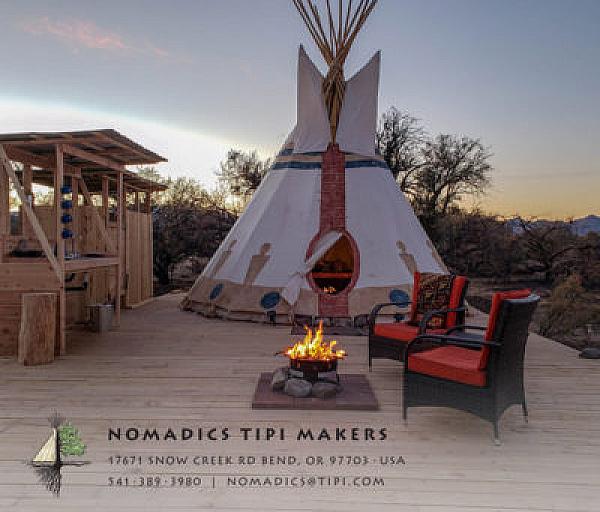 painted tipi on deck