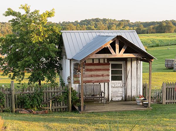 Vintage Weathered Potting Shed sits between the Wedding Lawn Gardens and B&B Yard. Often used for performances on the front side and Weddings on the back.