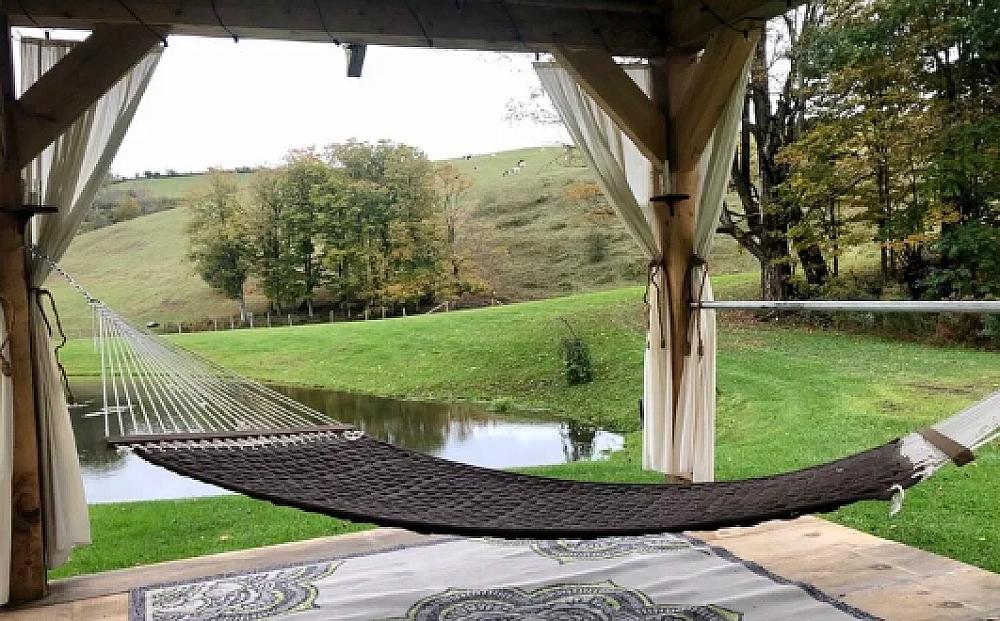 Hammock overlooking pond