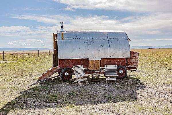 shepherds wagon with lounging stairs outside