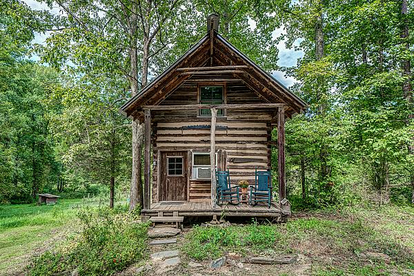 exterior of log cabin