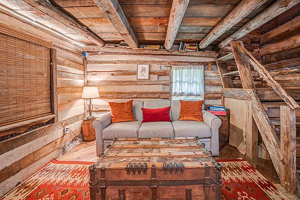 interior of log cabin