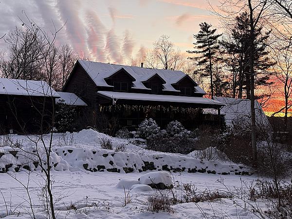 farm house in snow