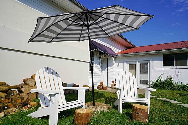 patio chairs outside the house