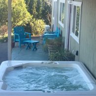 Hot tub at Unit 1, Morning Song Farm, CA