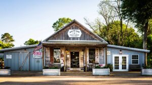 a wooden building made into a farm store