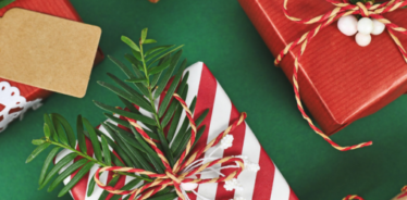 christmas gifts on a green background